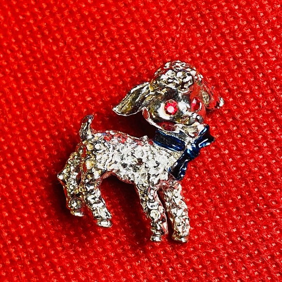 80s/90s Vintage Silver Unisex Labradoodle Dog Pin - Picture 4 of 10